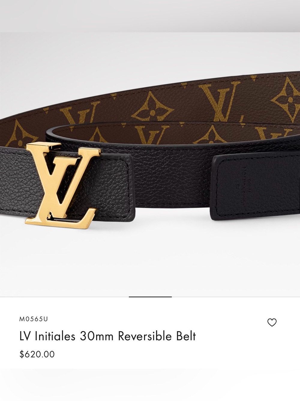 Louis Vuitton Black/Brown Reversible Leather Belt with Gold LV Buckle